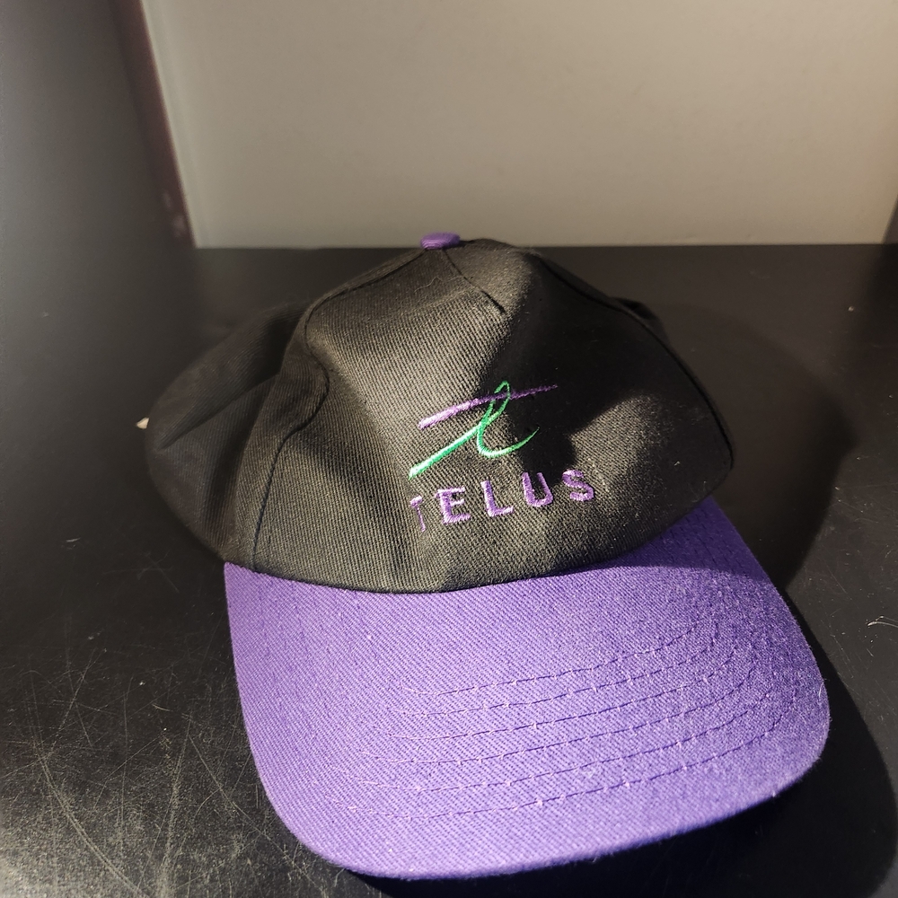 Telus Black & Purple Baseball Cap 90s Y2k